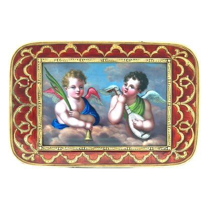 Gold Box with Porcelain Painting Lueur Jewelry