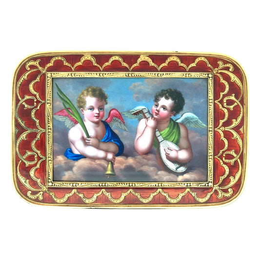 Gold Box with Porcelain Painting Lueur Jewelry