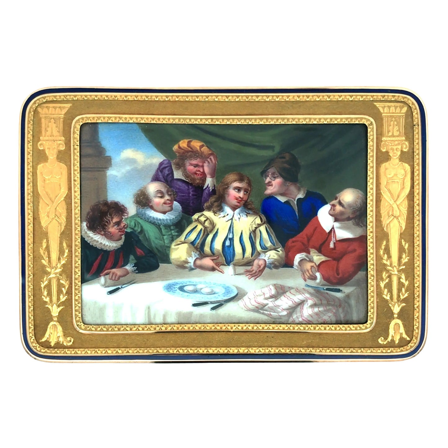 Gold Box with Porcelain Painting Lueur Jewelry