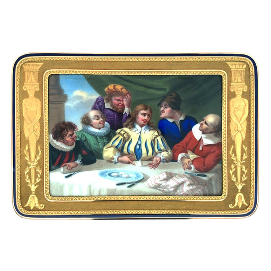Gold Box with Porcelain Painting Lueur Jewelry