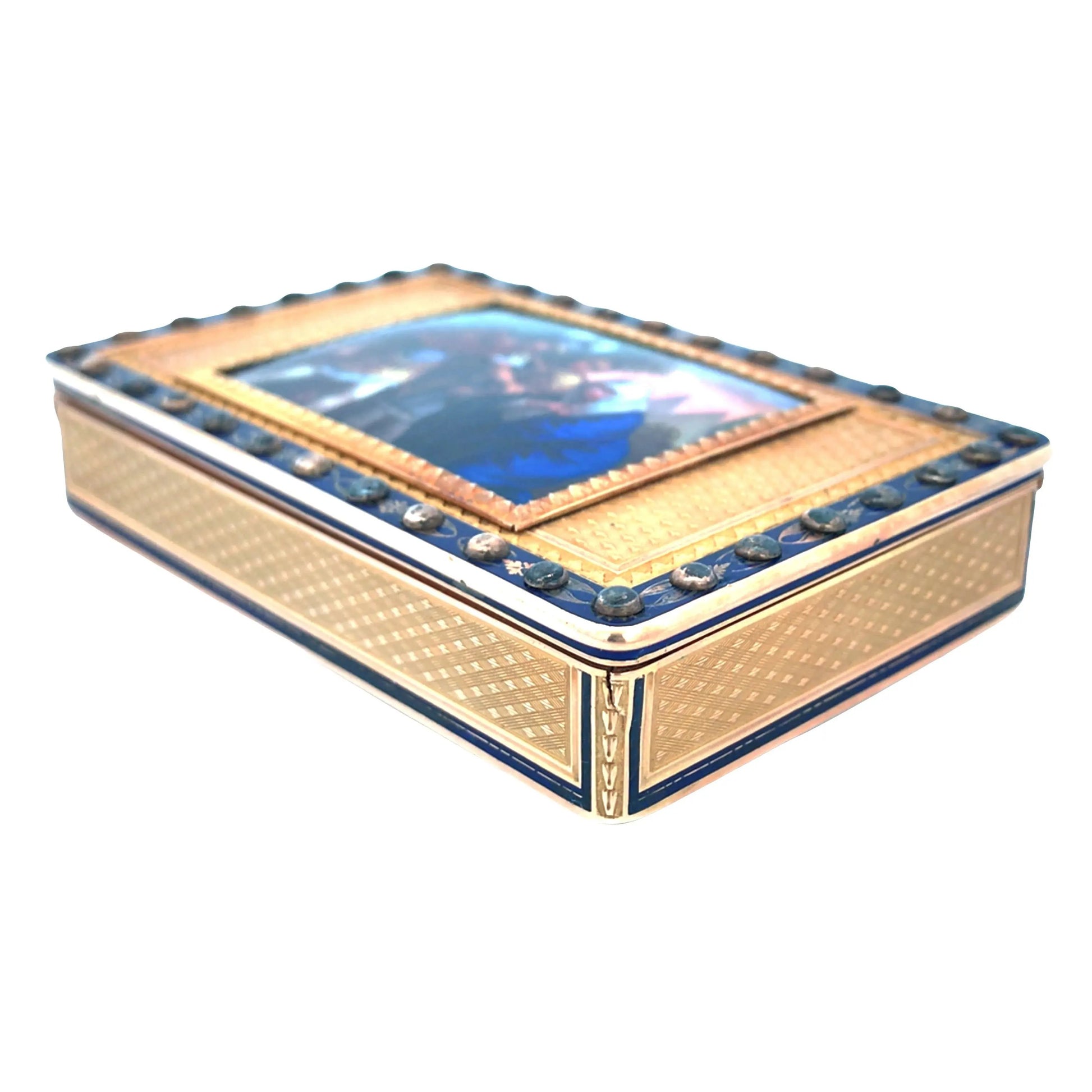 Gold Box with Porcelain Painting Lueur Jewelry