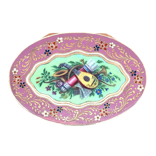 Oval Gold Box with Painting Lueur Jewelry