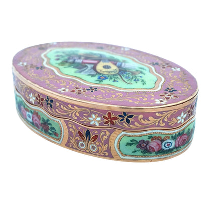 Oval Gold Box with Painting Lueur Jewelry