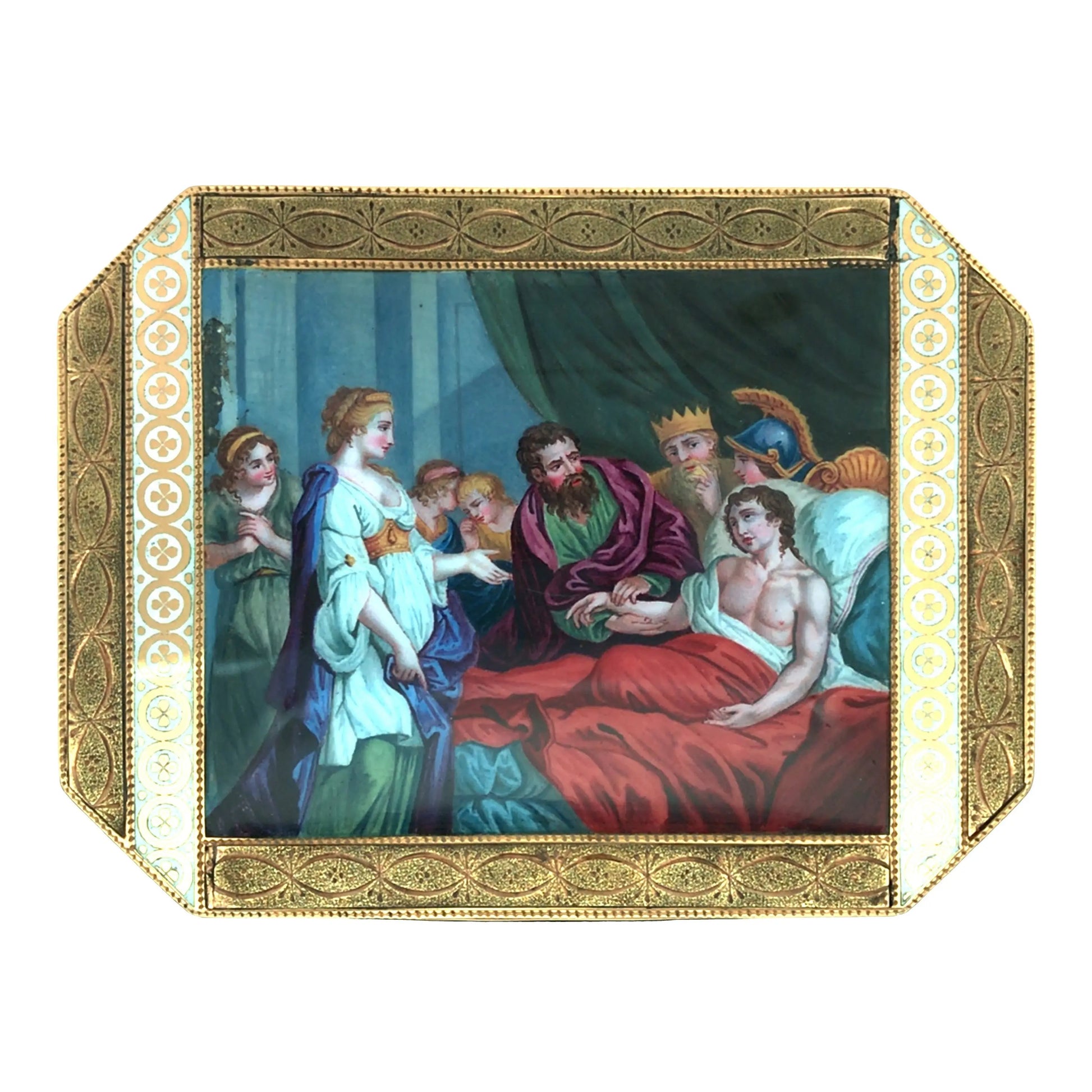 Gold Box with Porcelain Painting Lueur Jewelry