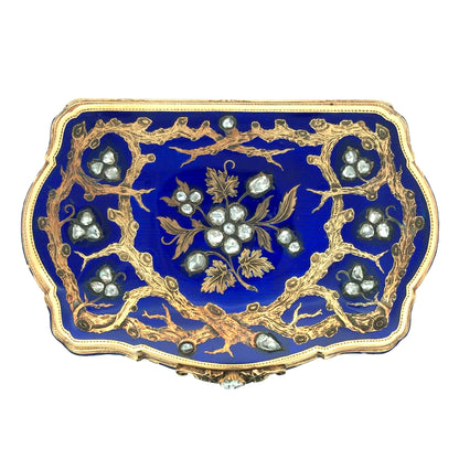 Gold Blue Guilloche Box Lueur Jewelry
