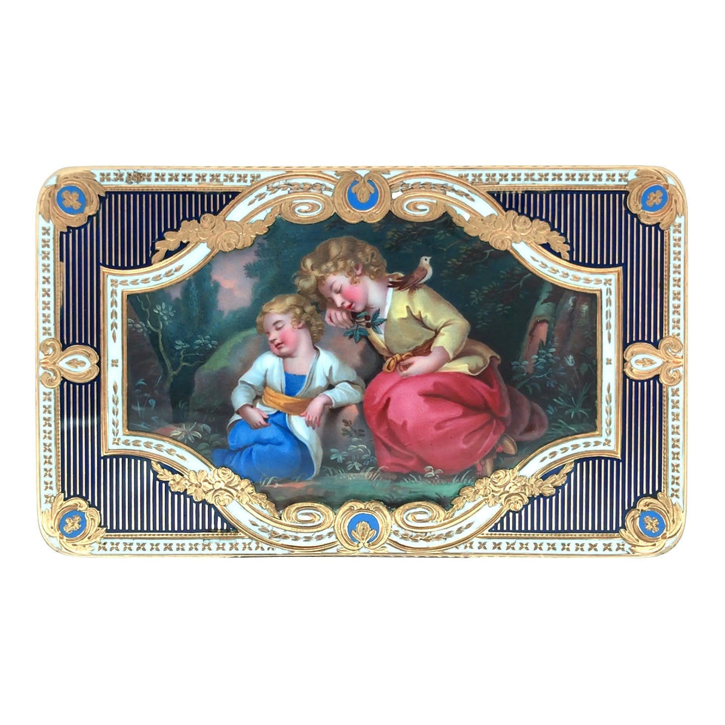 Gold Box with Porcelain Painting Lueur Jewelry