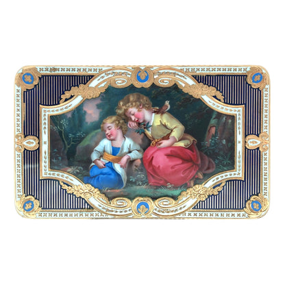 Gold Box with Porcelain Painting Lueur Jewelry