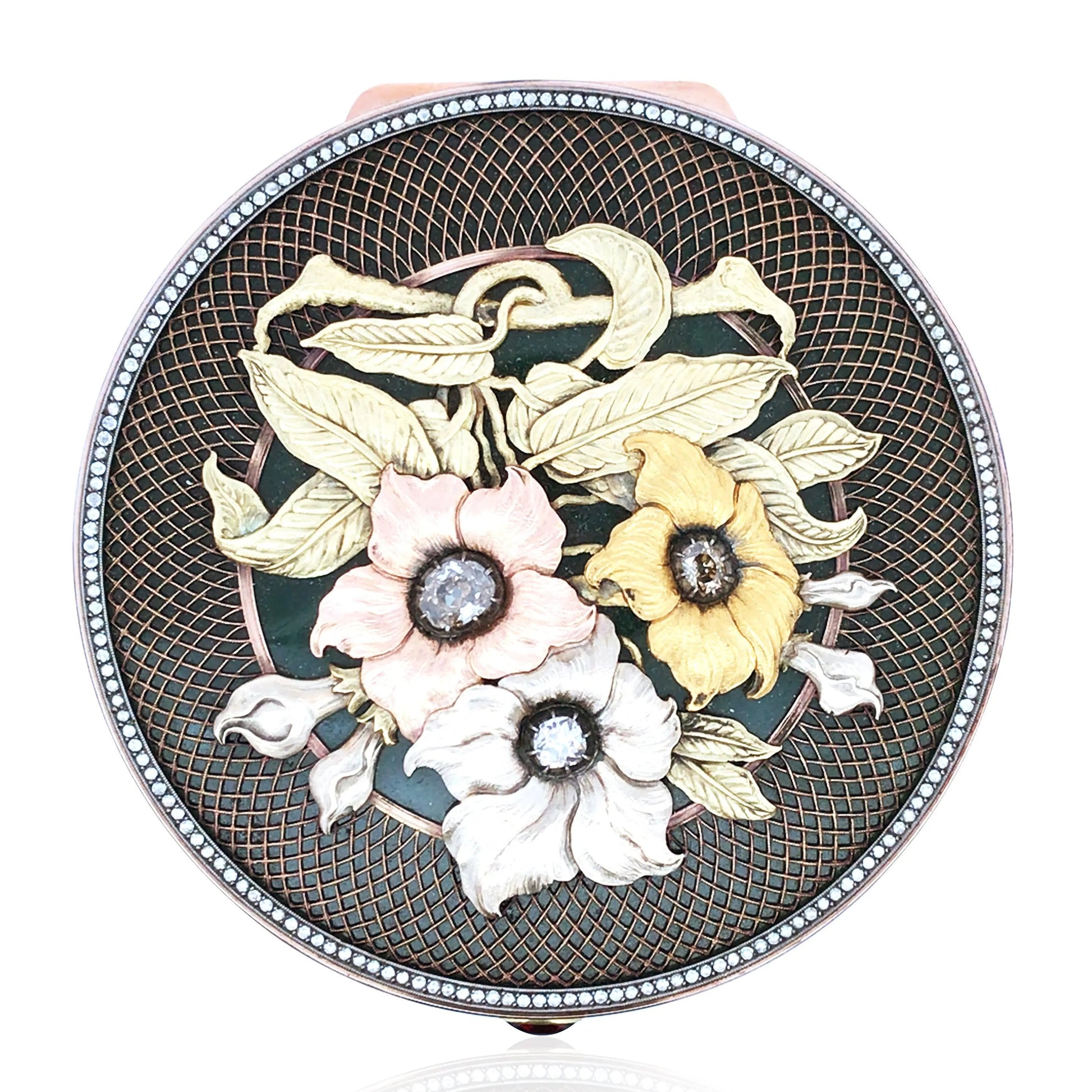 Round Gold Box with Jade Lueur Jewelry