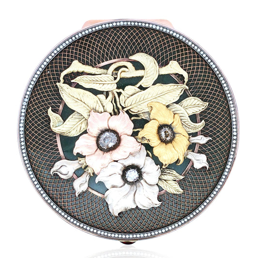 Round Gold Box with Jade Lueur Jewelry