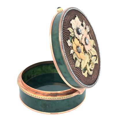Round Gold Box with Jade Lueur Jewelry