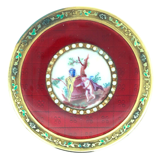 Rould Gold Box with Porcelain Painting Lueur Jewelry