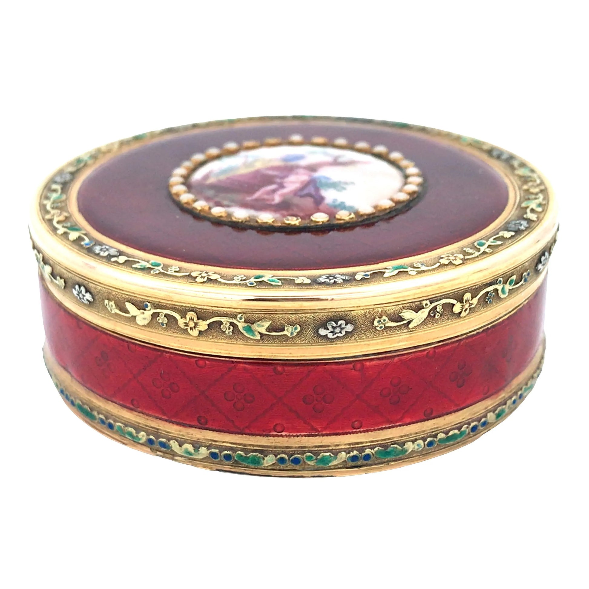 Rould Gold Box with Porcelain Painting Lueur Jewelry