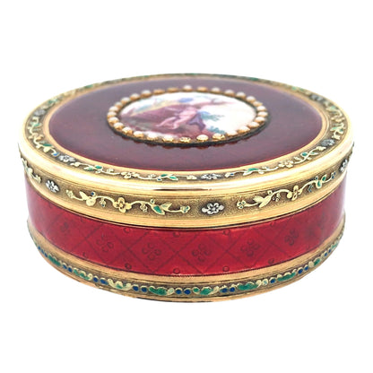 Rould Gold Box with Porcelain Painting Lueur Jewelry