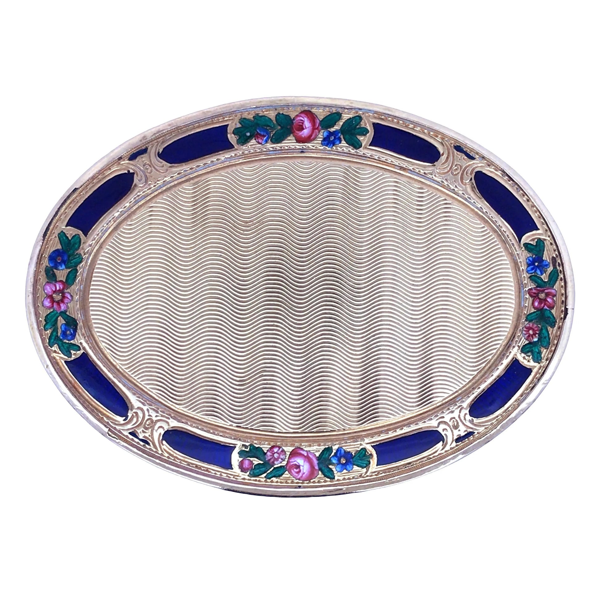 Oval Gold Box with Porcelain Painting Lueur Jewelry