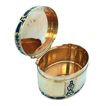 Oval Gold Box with Porcelain Painting Lueur Jewelry