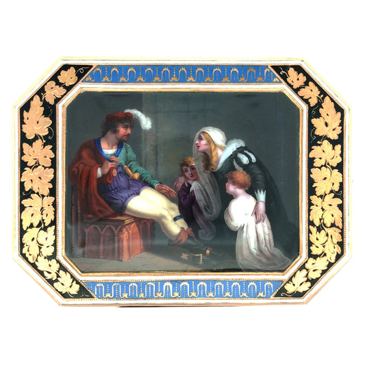 Gold Box with Porcelain Painting Lueur Jewelry