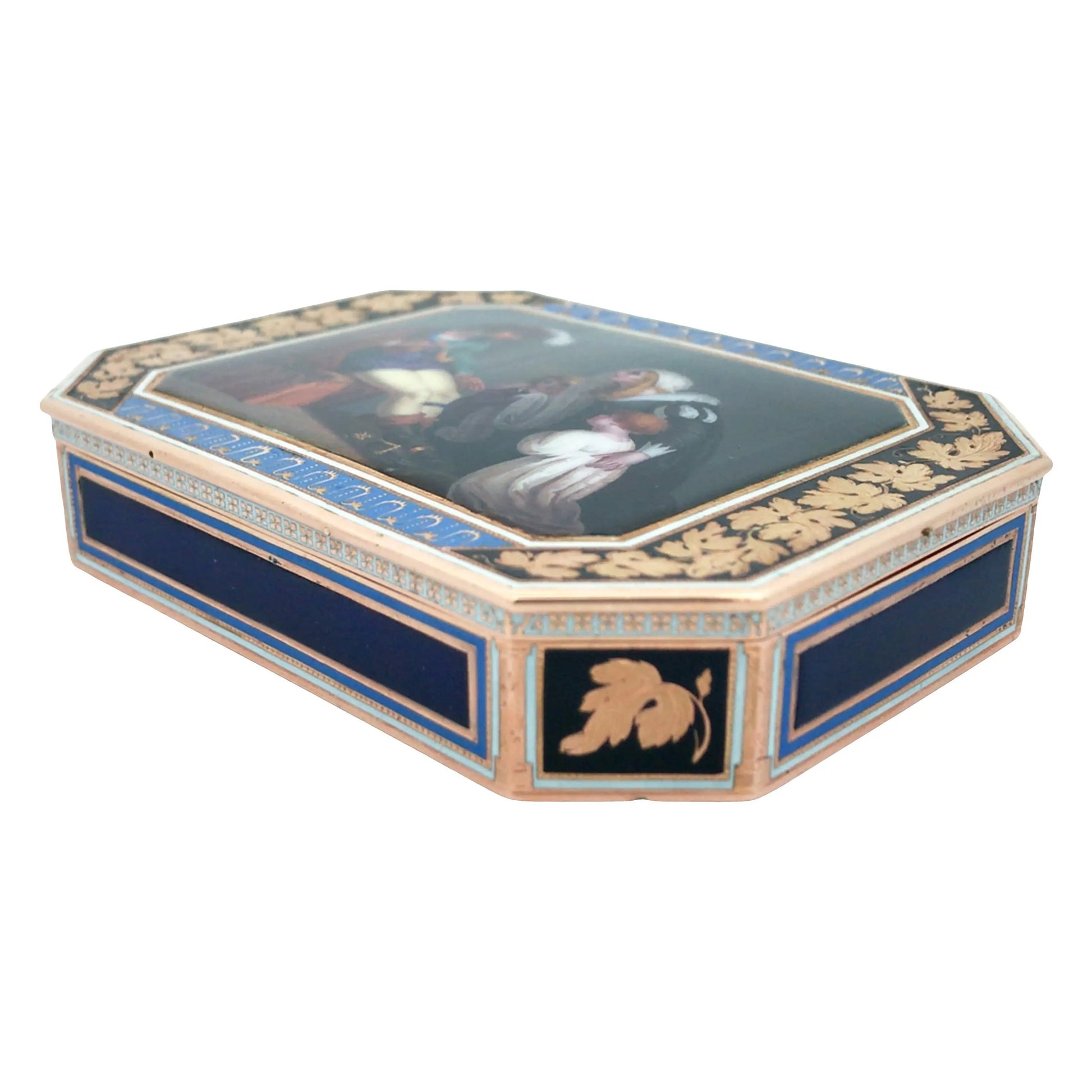 Gold Box with Porcelain Painting Lueur Jewelry