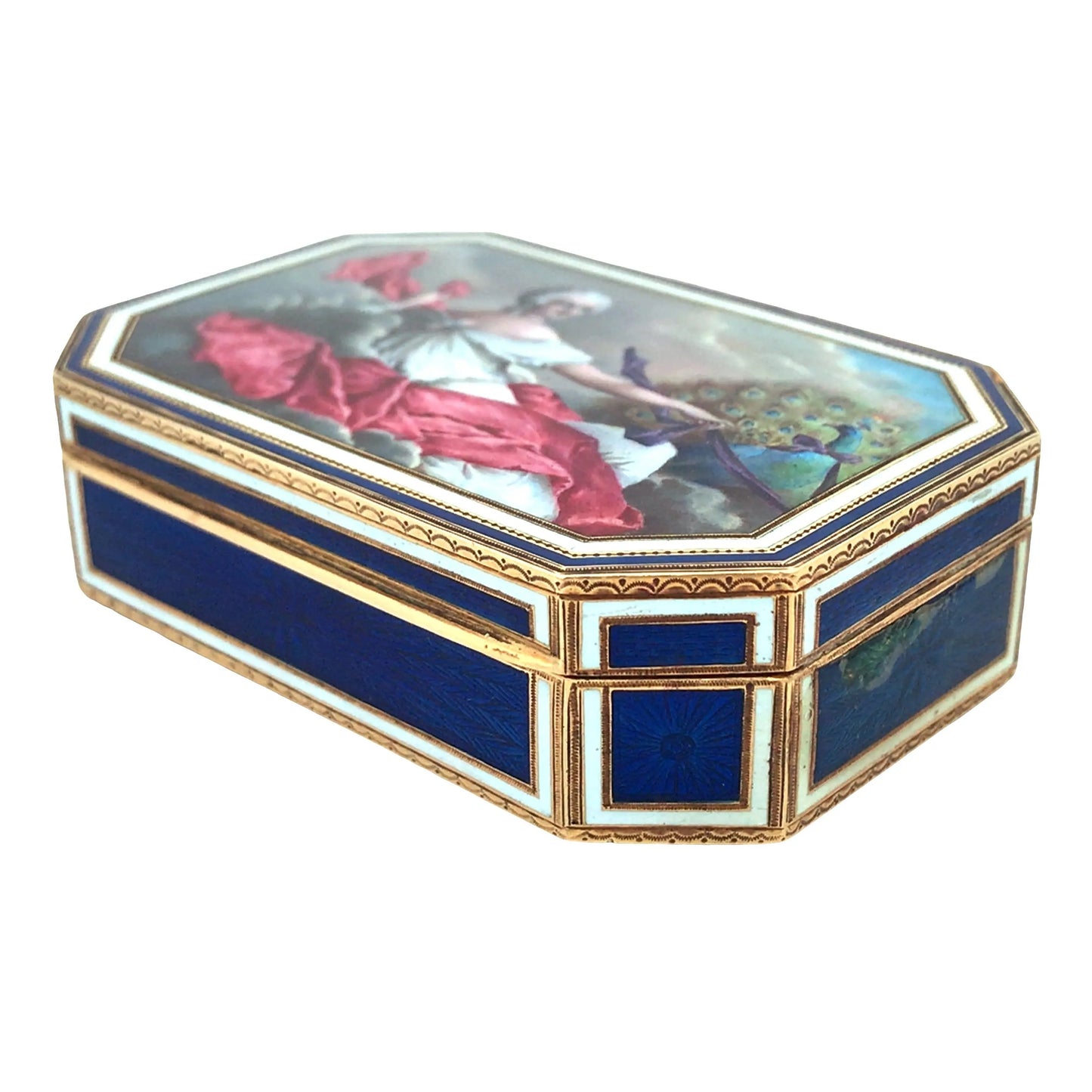 Gold Box with Porcelain Painting Lueur Jewelry