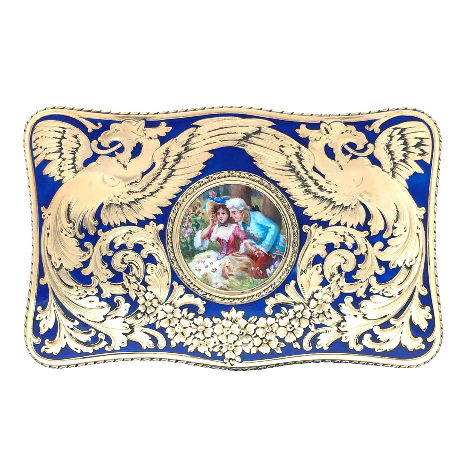 Gold Box with Porcelain Painting Lueur Jewelry