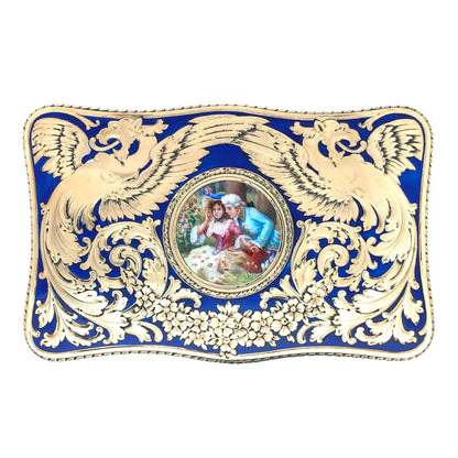 Gold Box with Porcelain Painting Lueur Jewelry