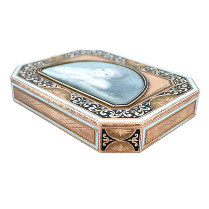 Gold Box with Porcelain Painting Lueur Jewelry