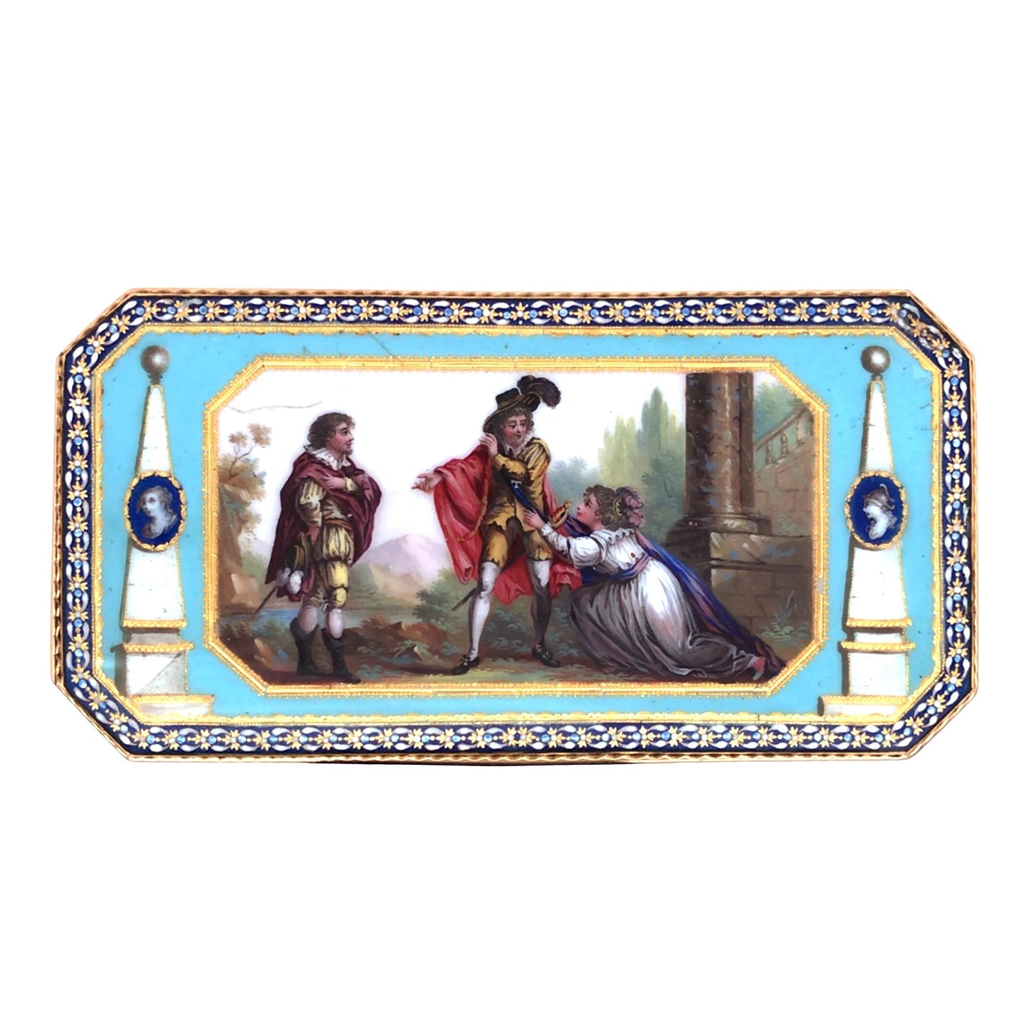 Gold Box with Porcelain Painting Lueur Jewelry