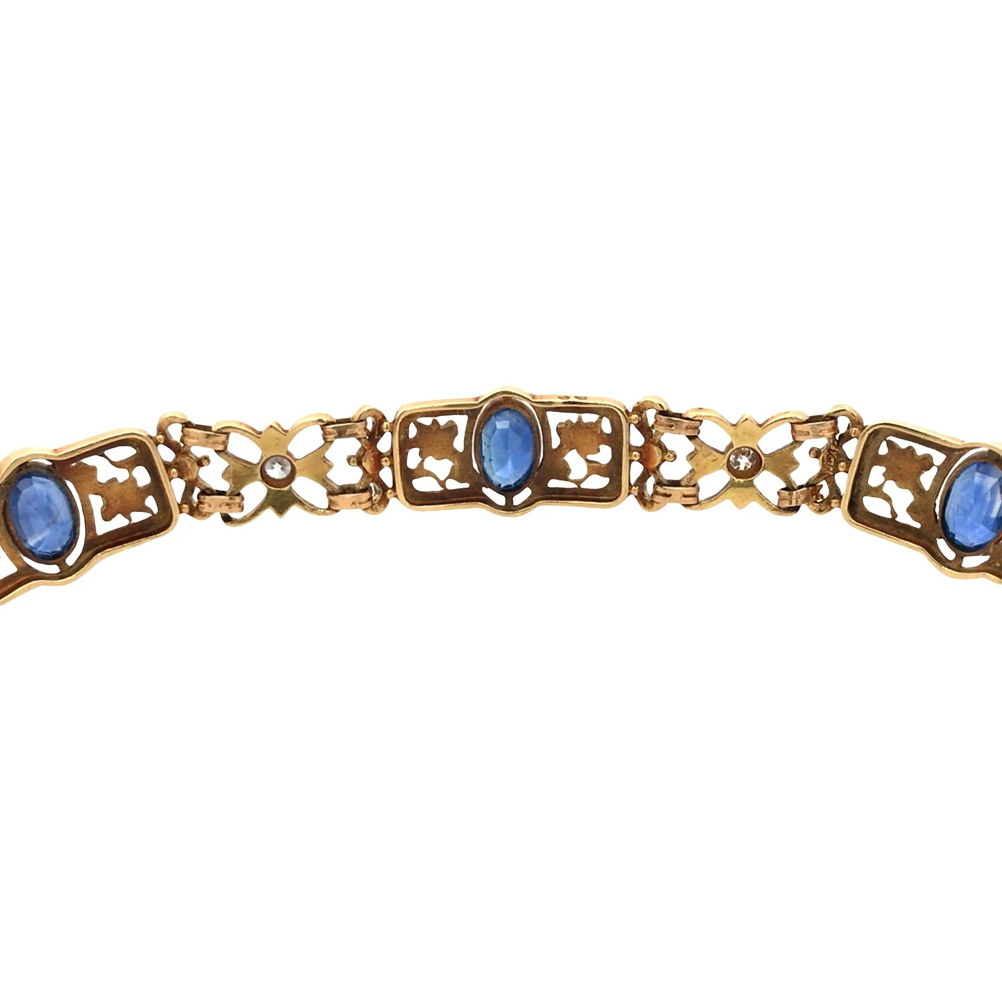 18K Gold Enamel Sapphire Diamond, GIA Lueur Jewelry