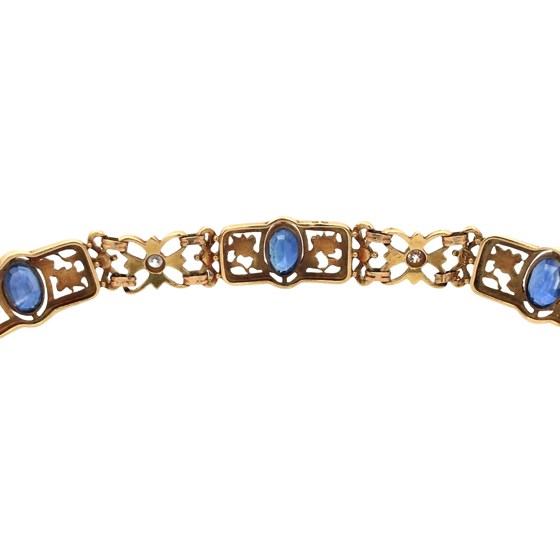 18K Gold Enamel Sapphire Diamond, GIA Lueur Jewelry