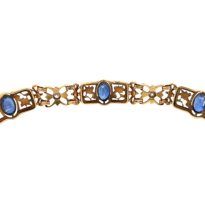 18K Gold Enamel Sapphire Diamond, GIA Lueur Jewelry