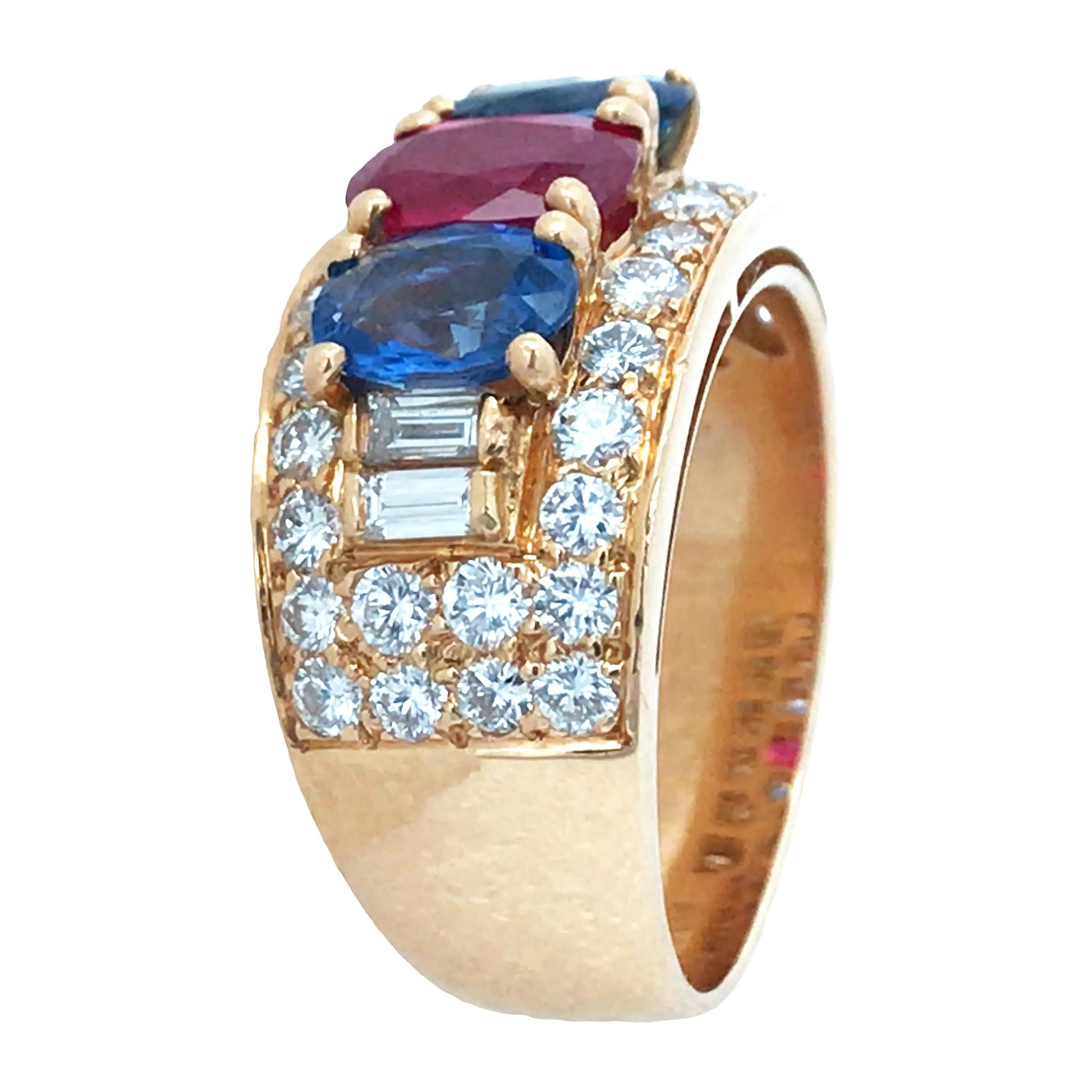 Bvlgari, 18K Gold Ruby Sapphire Diamond Ring Bvlgari