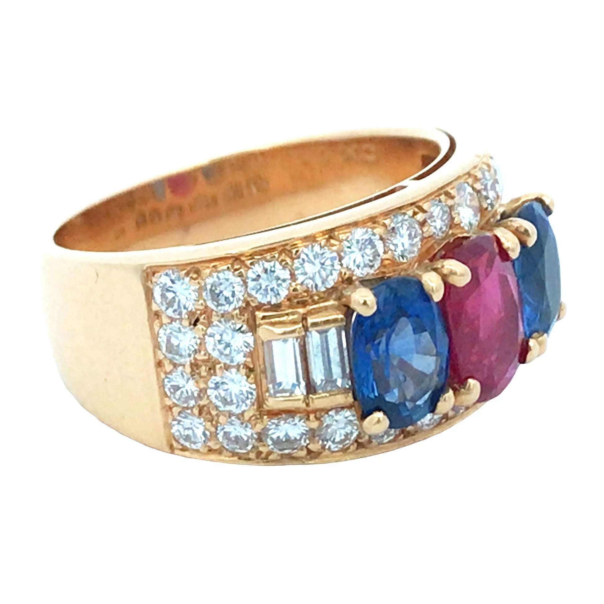 Bvlgari, 18K Gold Ruby Sapphire Diamond Ring Bvlgari