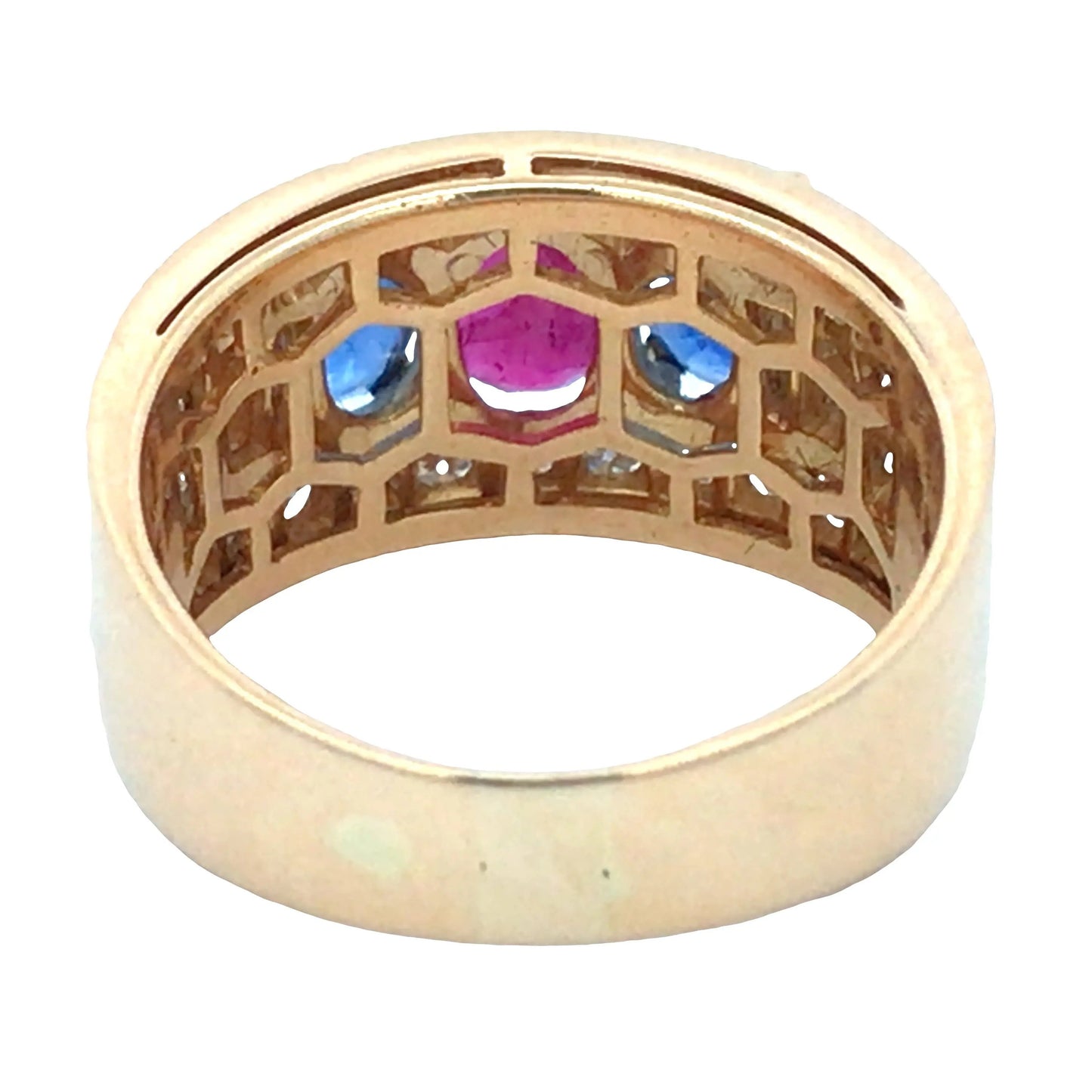 Bvlgari, 18K Gold Ruby Sapphire Diamond Ring Bvlgari