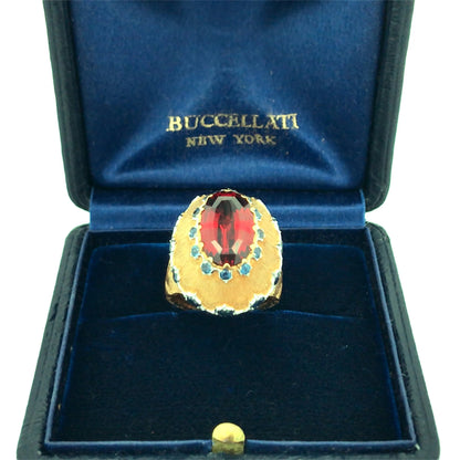 Buccellati, 18K Gold Garnet Sapphire Dome Ring Buccellati