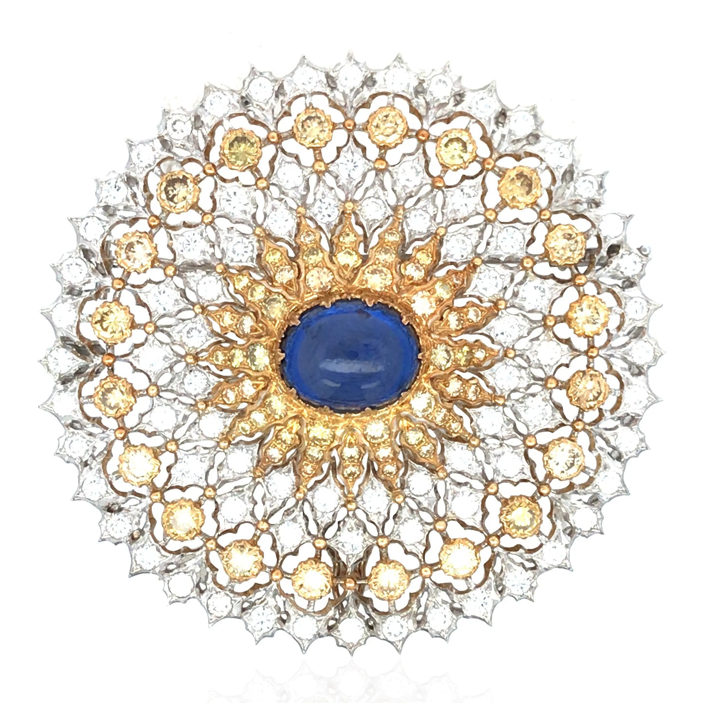 Buccellati, 18K Gold Saphire Color Diamond and Diamond Brooch Buccellati