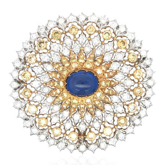 Buccellati, 18K Gold Saphire Color Diamond and Diamond Brooch Buccellati