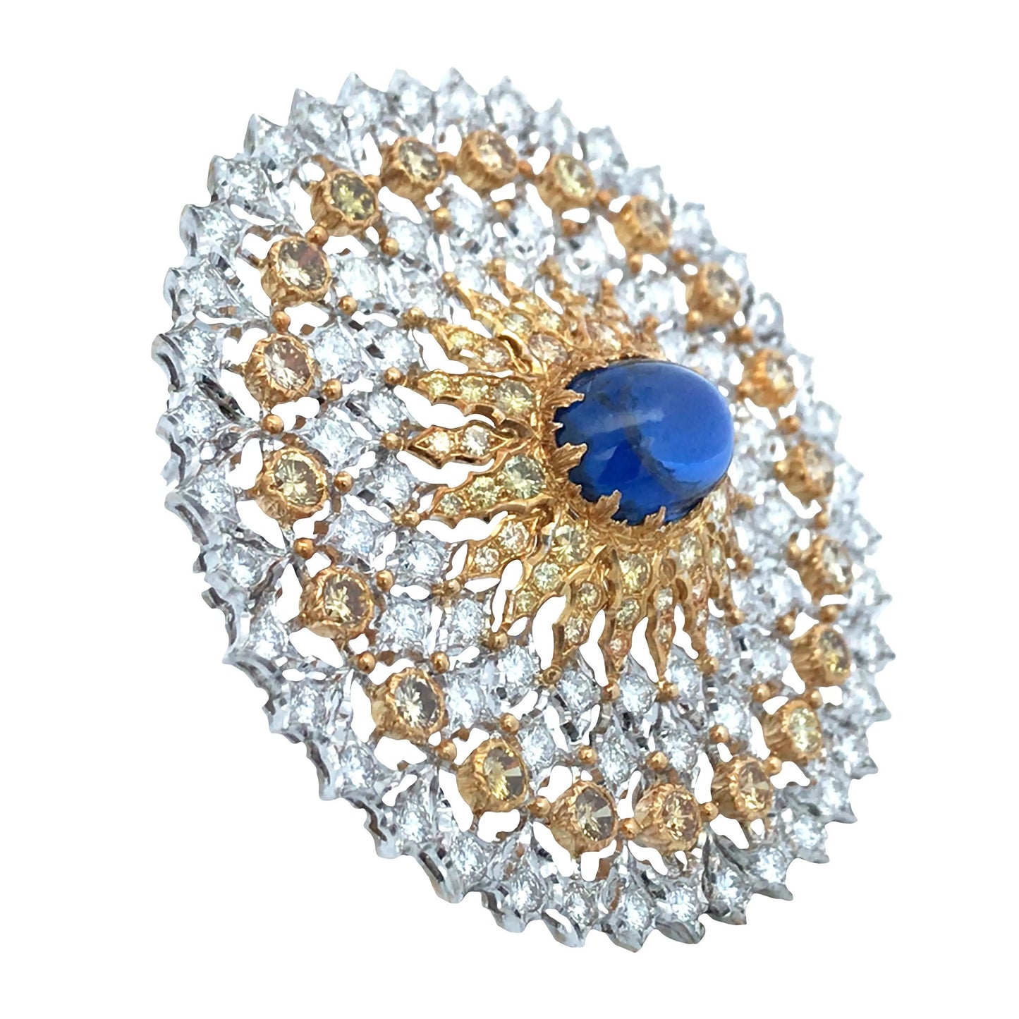 Buccellati, 18K Gold Saphire Color Diamond and Diamond Brooch Buccellati