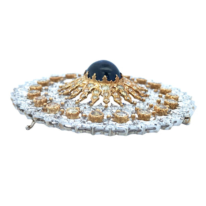 Buccellati, 18K Gold Saphire Color Diamond and Diamond Brooch Buccellati