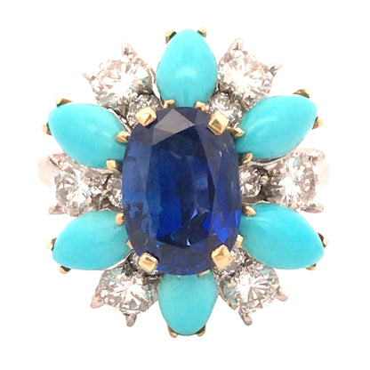 Bvlgari, Sapphire Turquoise Diamond Ring, SSEF Bvlgari
