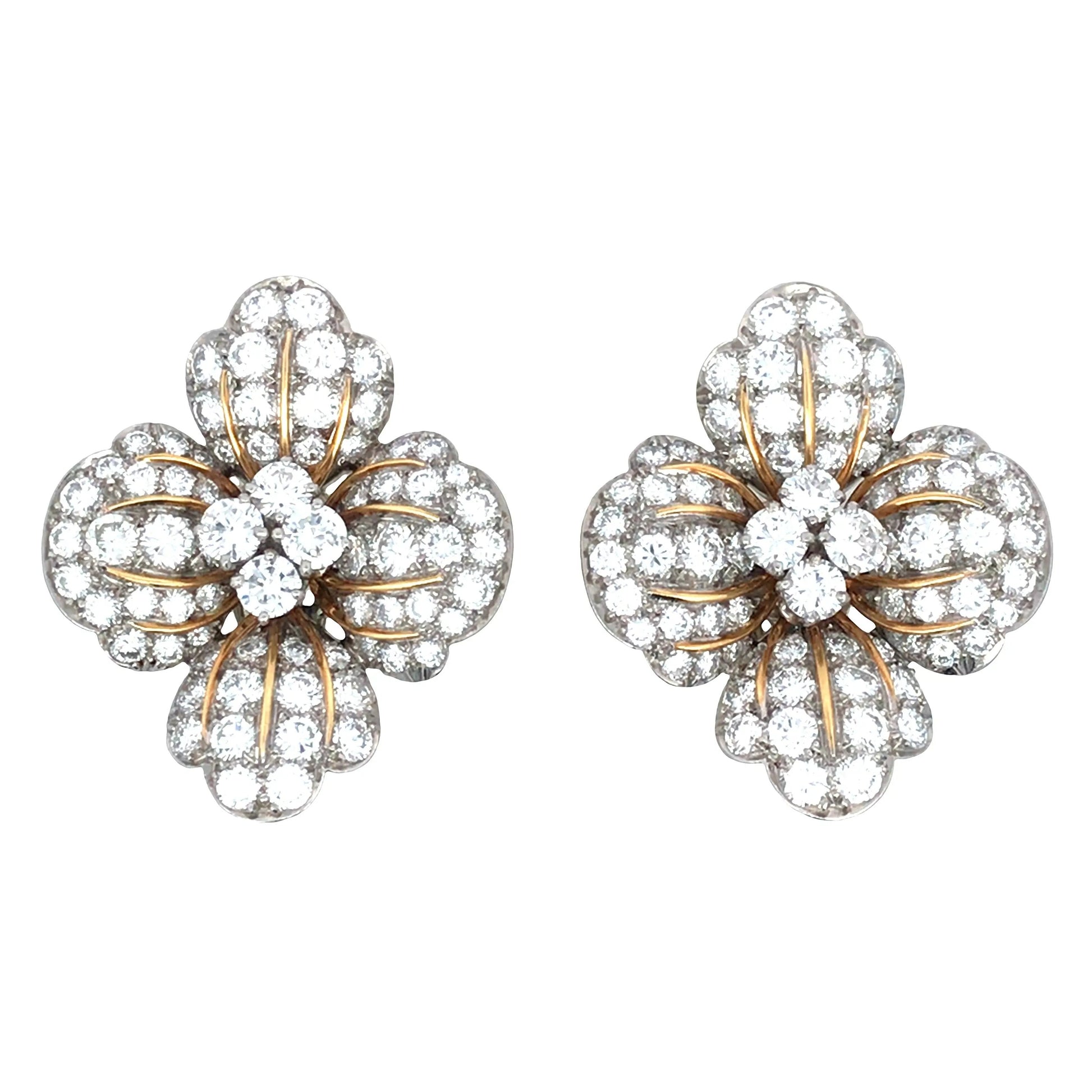 Bvlgari, Platinum 18K Gold Diamond Earrings Bvlgari