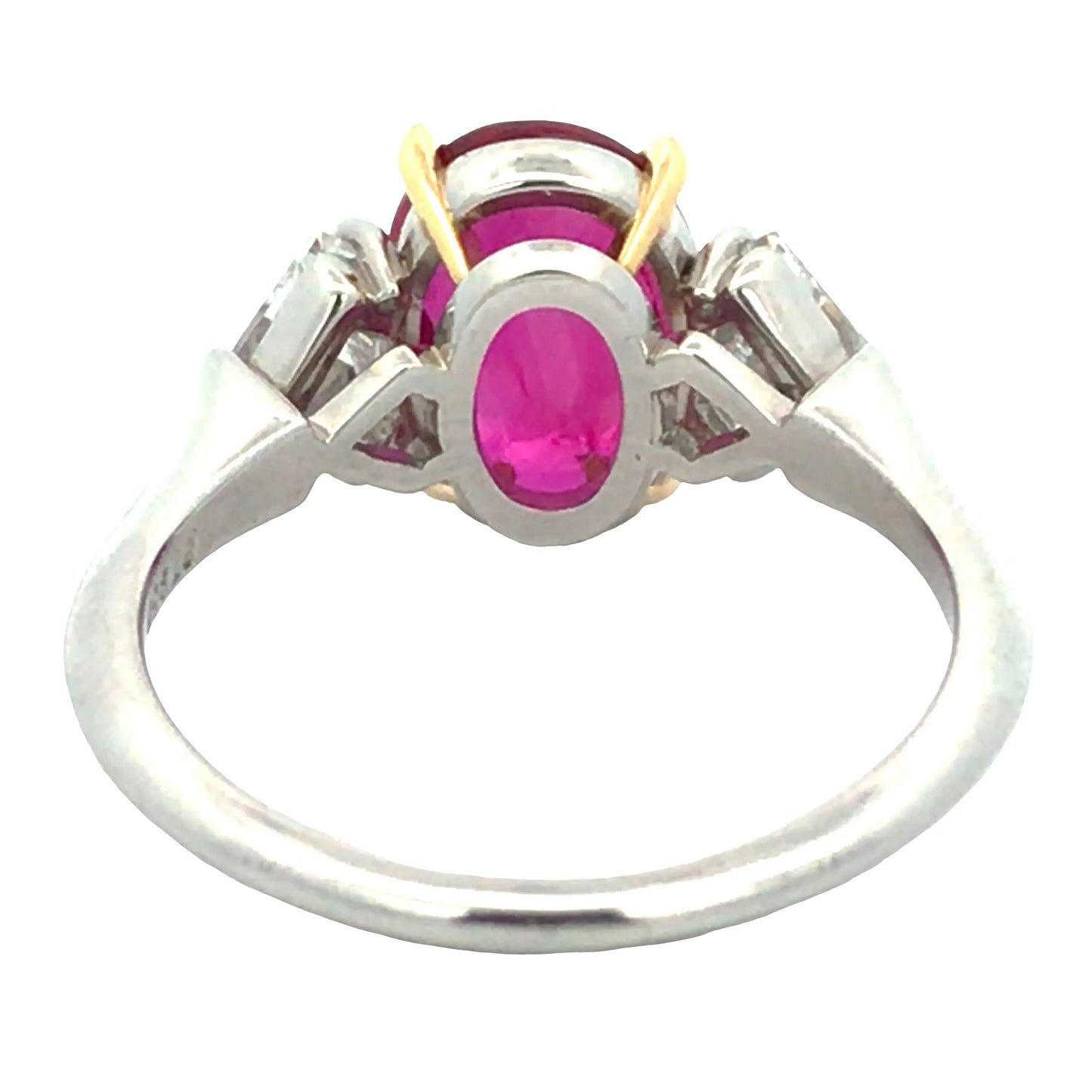 Platinum 18K Gold 3.09ct Mozambique no-heat Ruby Diamond Ring, AGL Lueur Jewelry