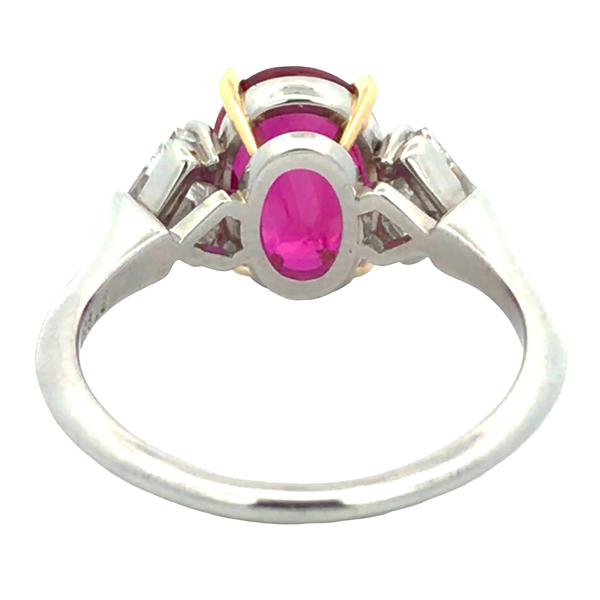 Platinum 18K Gold 3.09ct Mozambique no-heat Ruby Diamond Ring, AGL Lueur Jewelry