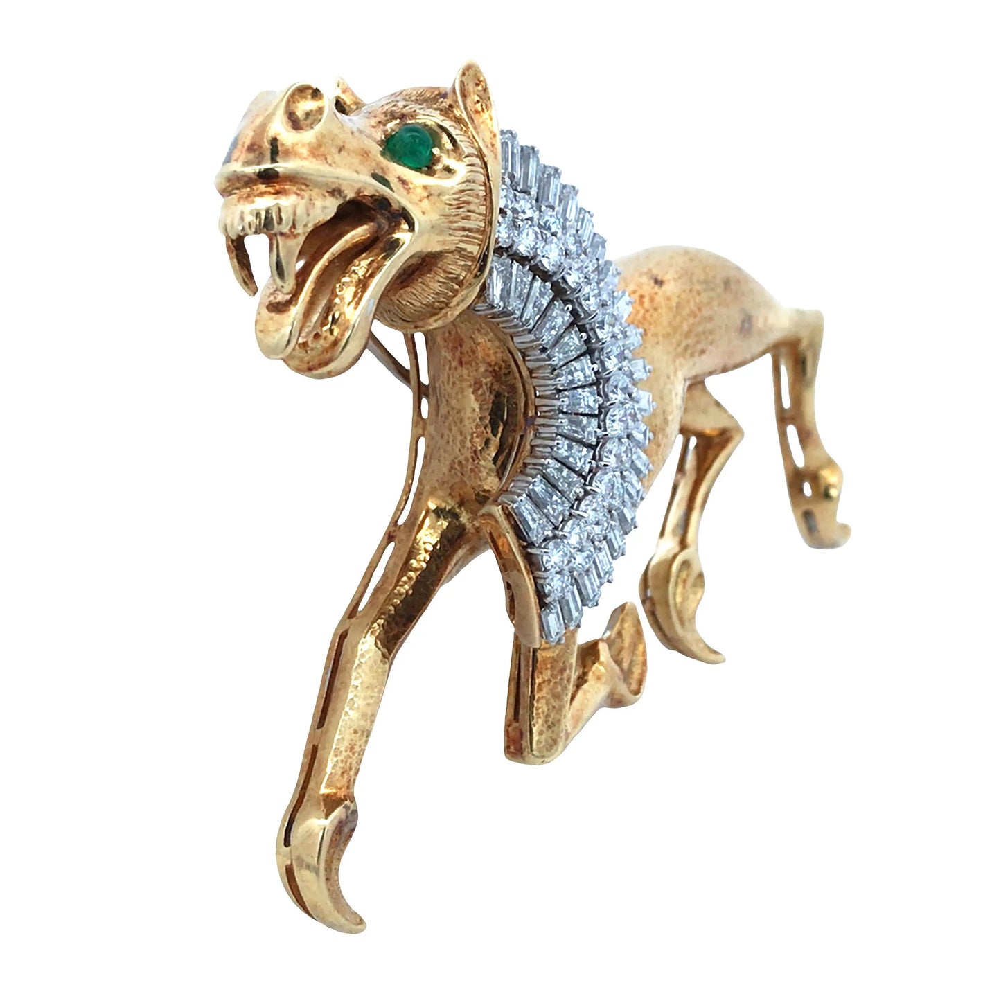 18K Gold Egyptian Horse Diamond Brooch Lueur Jewelry