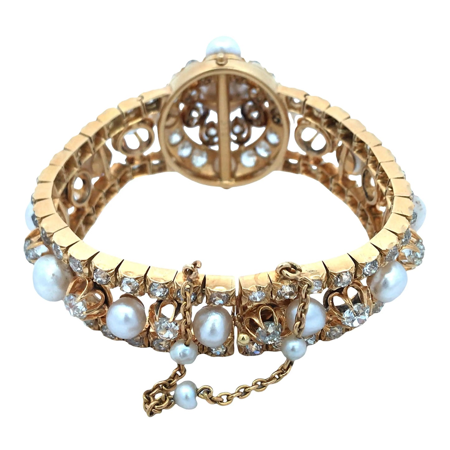 18K Gold Natural Pearl Diamond Bracelet, GIA Lueur Jewelry