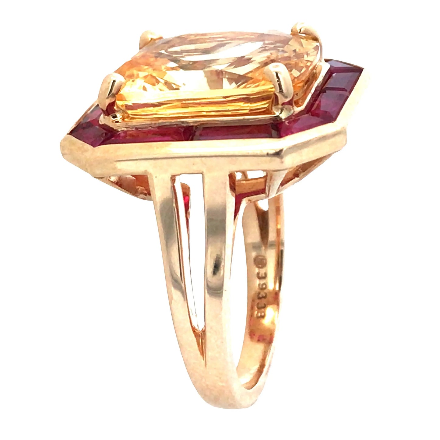 Oscar Heyman, 18K Gold Yellow Sapphire Ruby Ring, GIA, Certificate Oscar Heyman