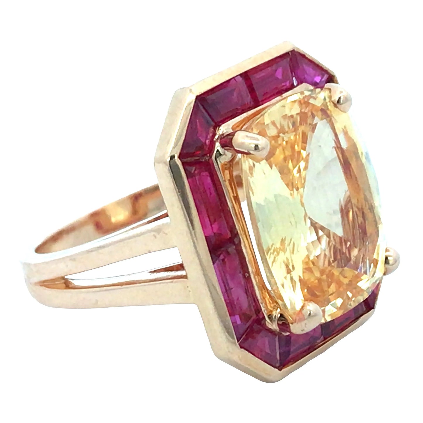 Oscar Heyman, 18K Gold Yellow Sapphire Ruby Ring, GIA, Certificate Oscar Heyman