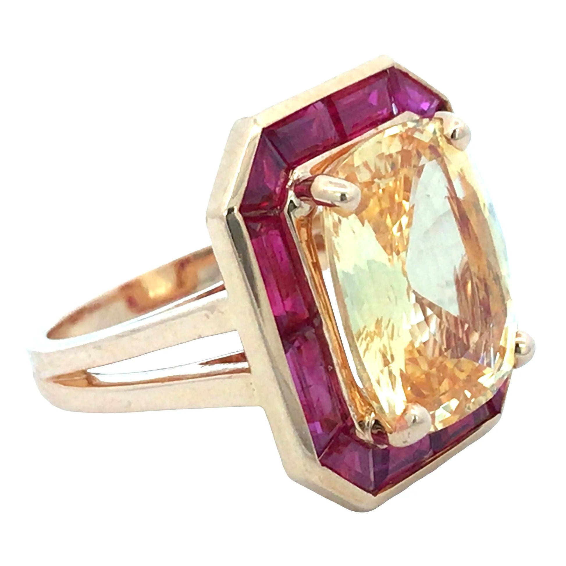 Oscar Heyman, 18K Gold Yellow Sapphire Ruby Ring, GIA, Certificate Oscar Heyman