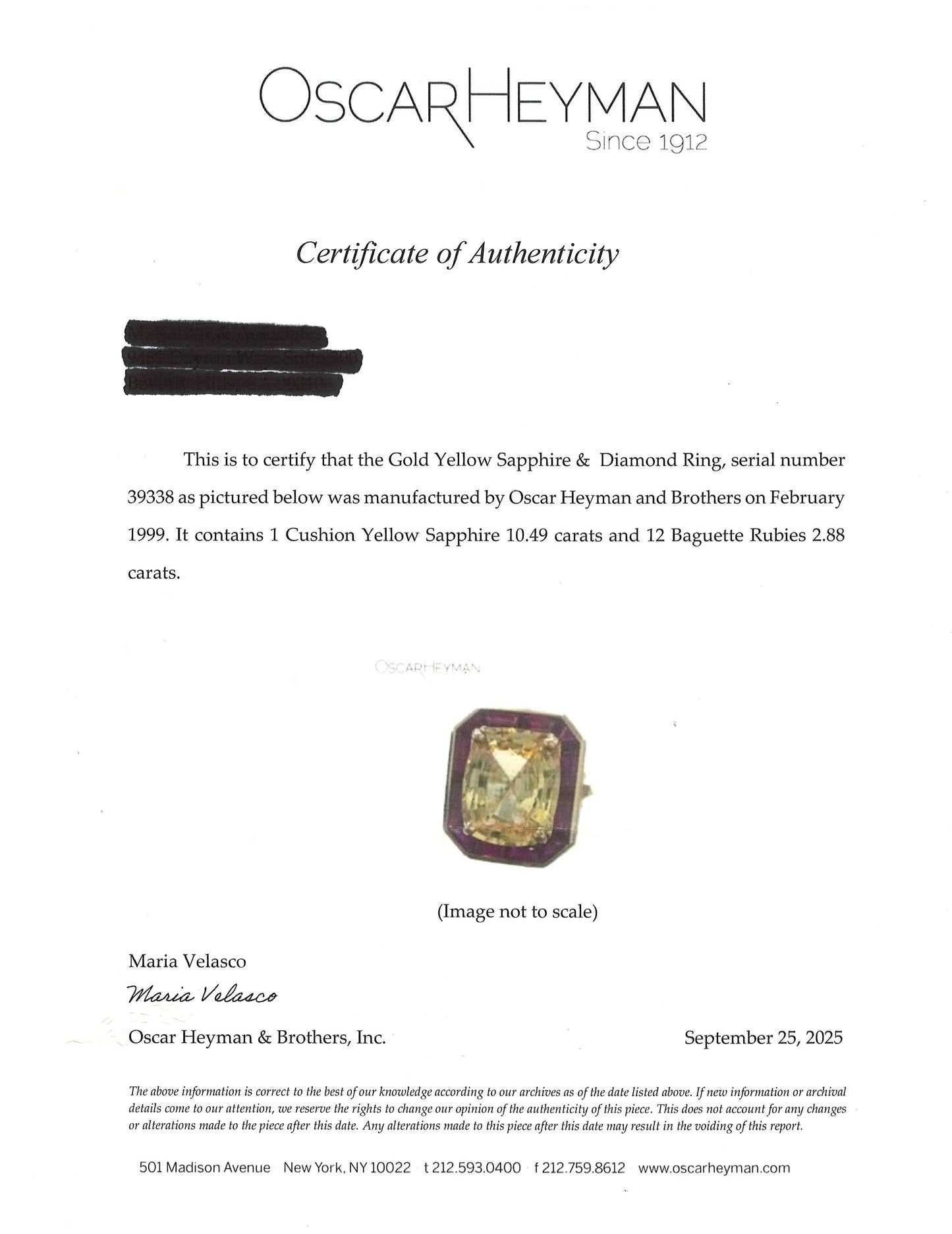 Oscar Heyman, 18K Gold Yellow Sapphire Ruby Ring, GIA, Certificate Oscar Heyman