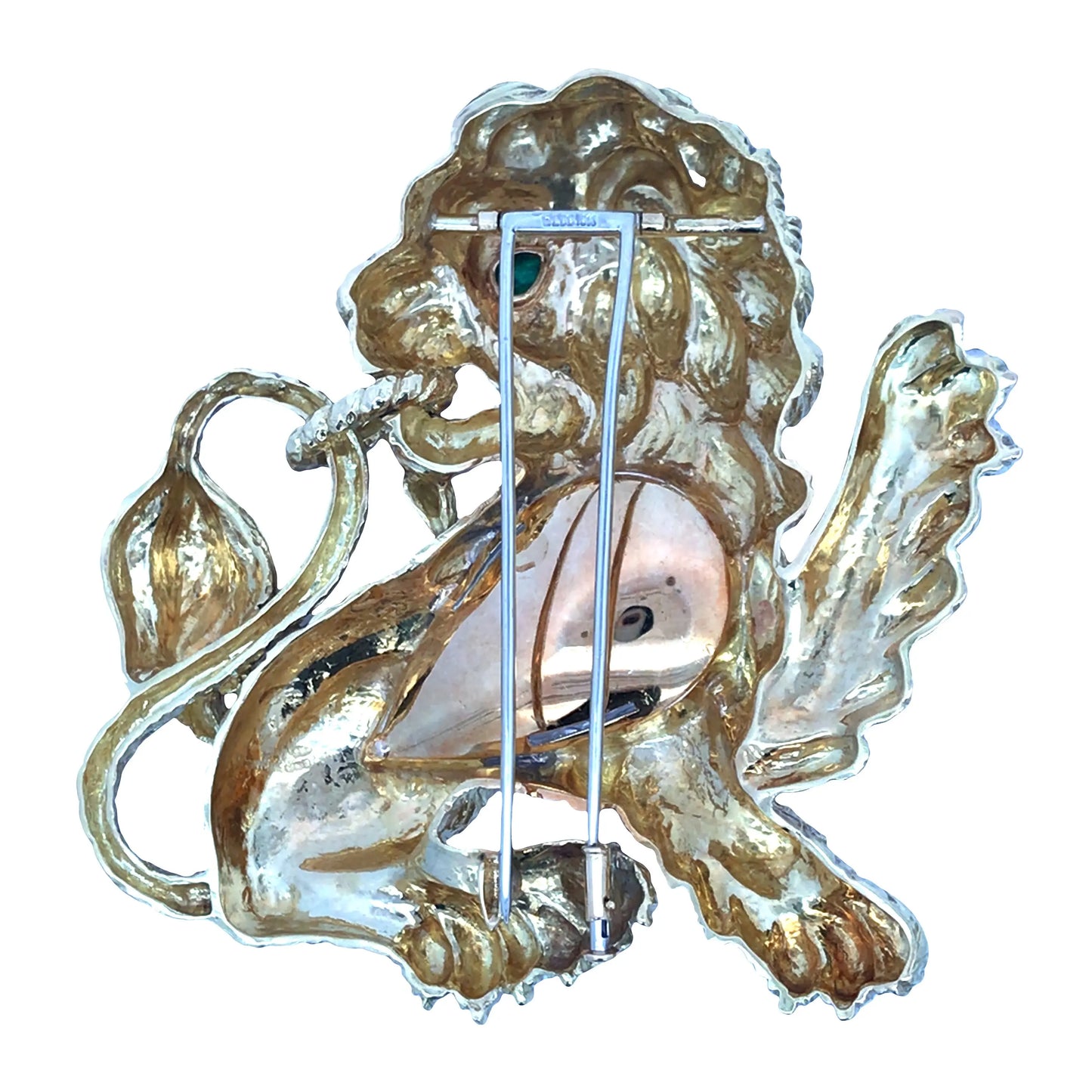 David Webb, 18K Gold Crystal Lion Brooch David Webb