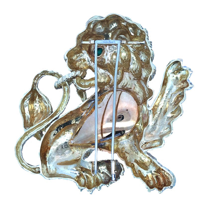 David Webb, 18K Gold Crystal Lion Brooch David Webb