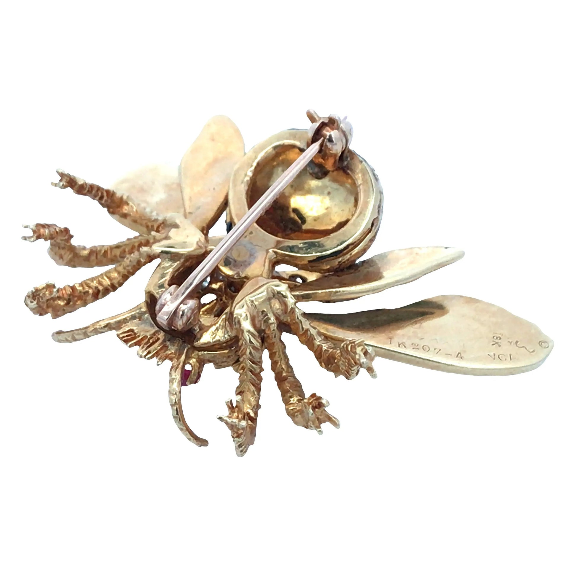 Van Cleef & Arpels, 18K Gold Enamel Diamond Brooch VCA